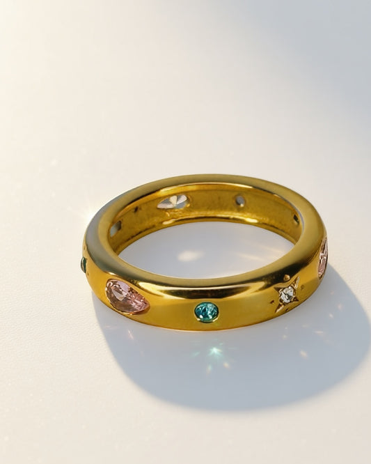 Confetti Gem Band -18K Gold Plated Stainless Steel (Waterproof, Non-Tarnish)