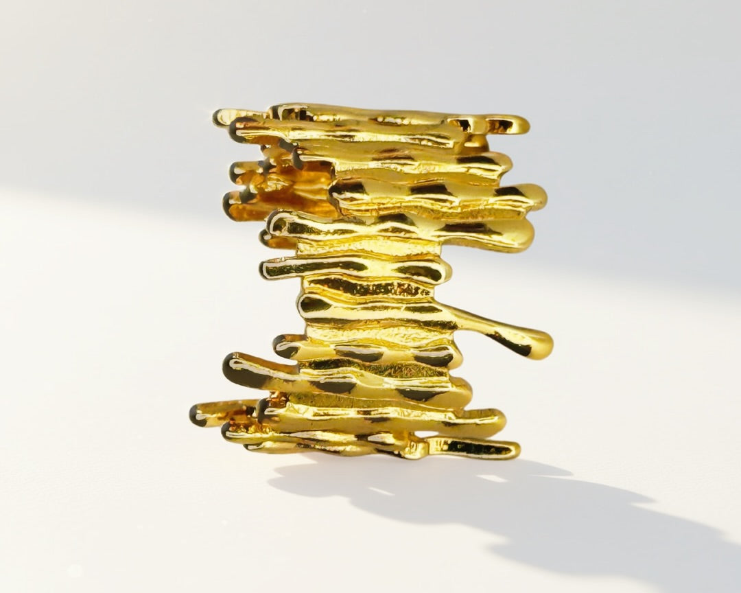 Molten Crown Ring -18K Gold Plated Stainless Steel (Waterproof, Non-Tarnish)