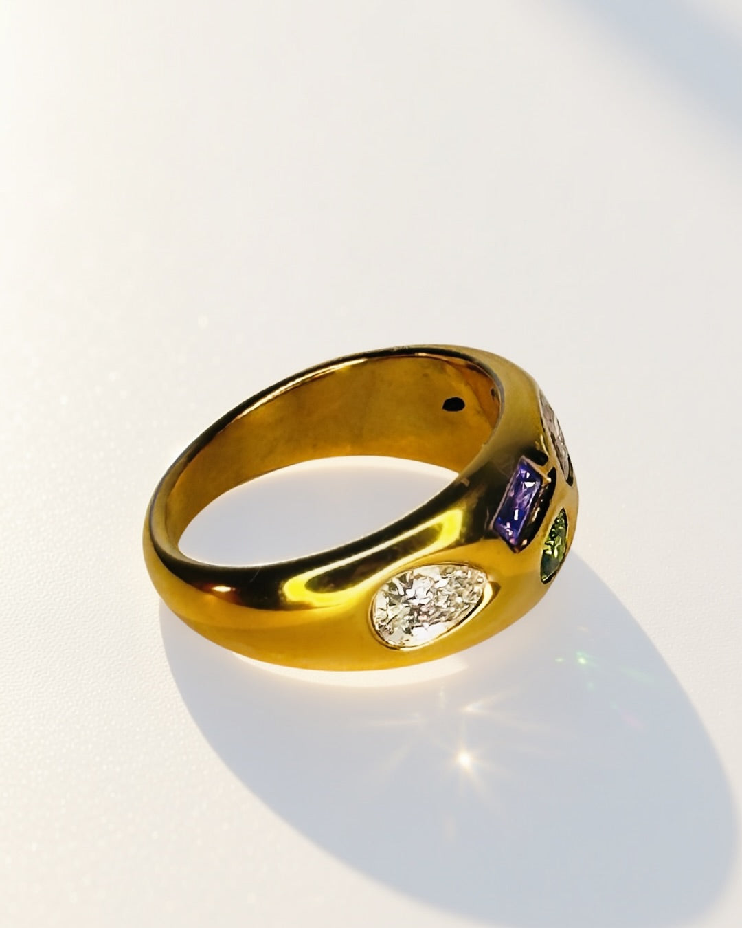 Mosaic Gem Ring -18K Gold Plated Stainless Steel (Waterproof, Non-Tarnish)