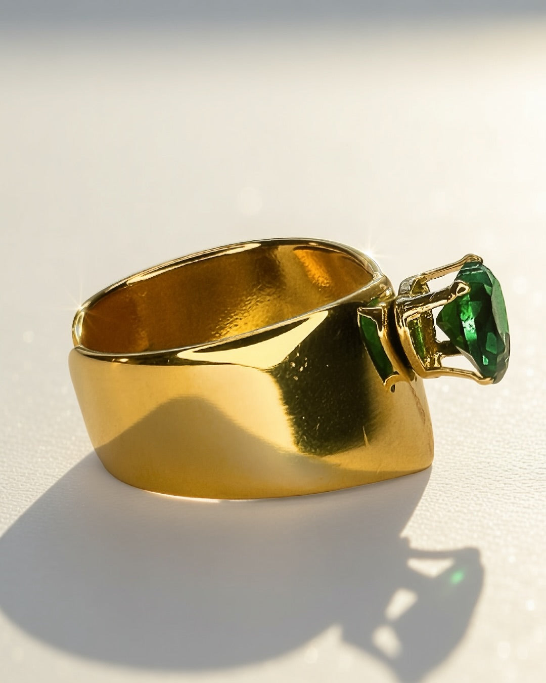 Emerald Seal Cuff Ring -18K Gold Plated Stainless Steel (Waterproof, Non-Tarnish)