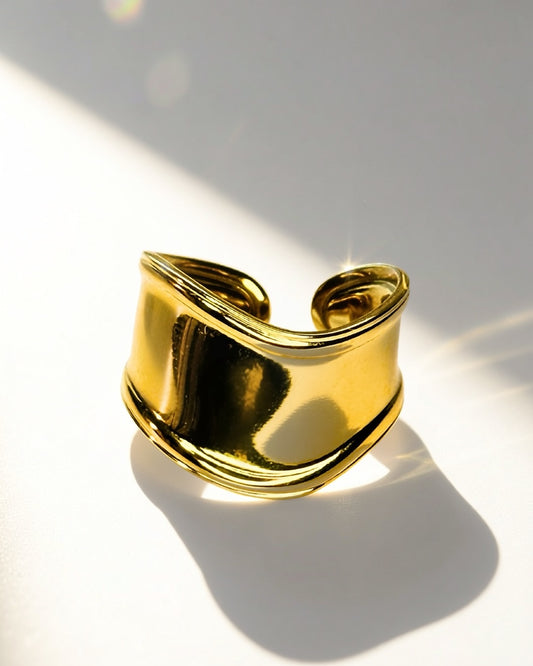 Molten Tide Ring -18K Gold Plated Stainless Steel (Waterproof, Non-Tarnish)
