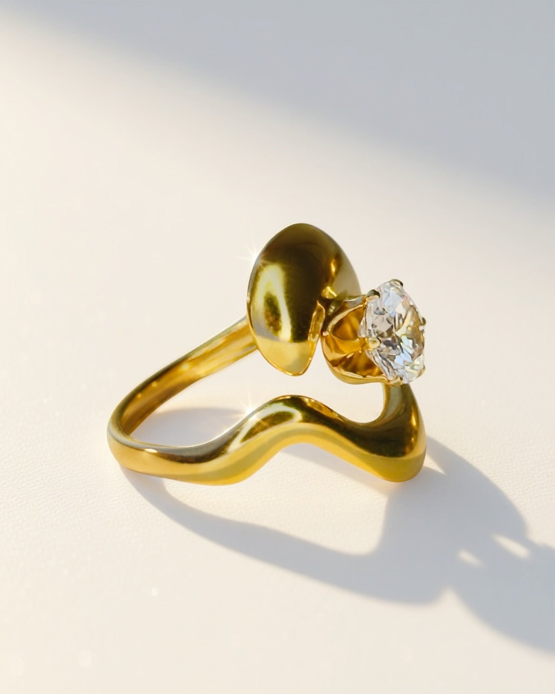 Infinity Spark Ring -18K Gold Plated Stainless Steel (Waterproof, Non-Tarnish)