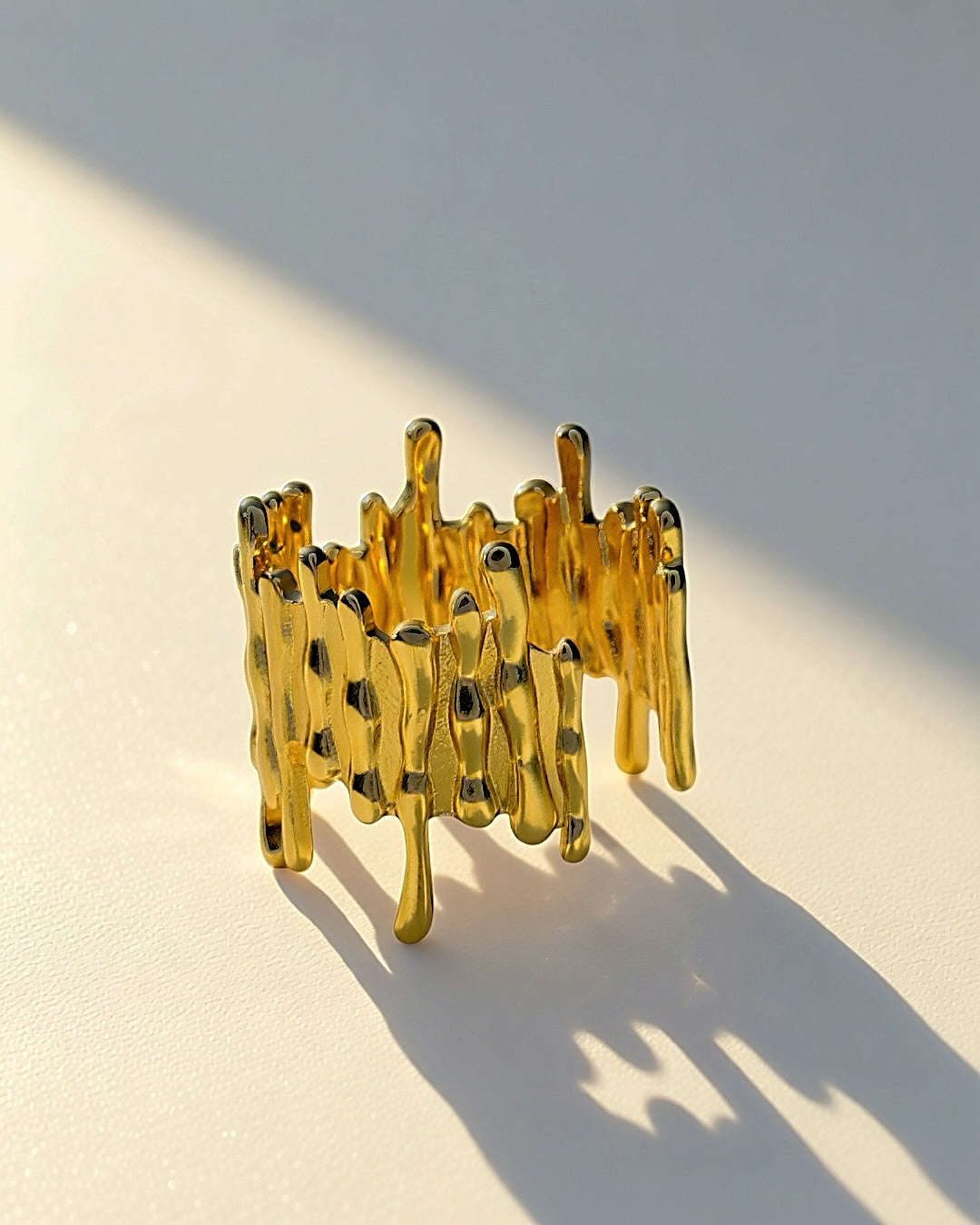 Molten Crown Ring -18K Gold Plated Stainless Steel (Waterproof, Non-Tarnish)