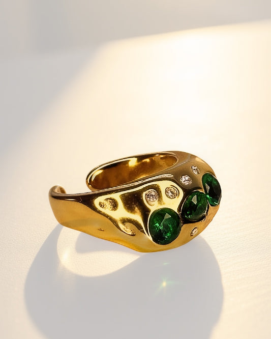 Verdant Crest Cuff -18K Gold Plated Stainless Steel (Waterproof, Non-Tarnish)