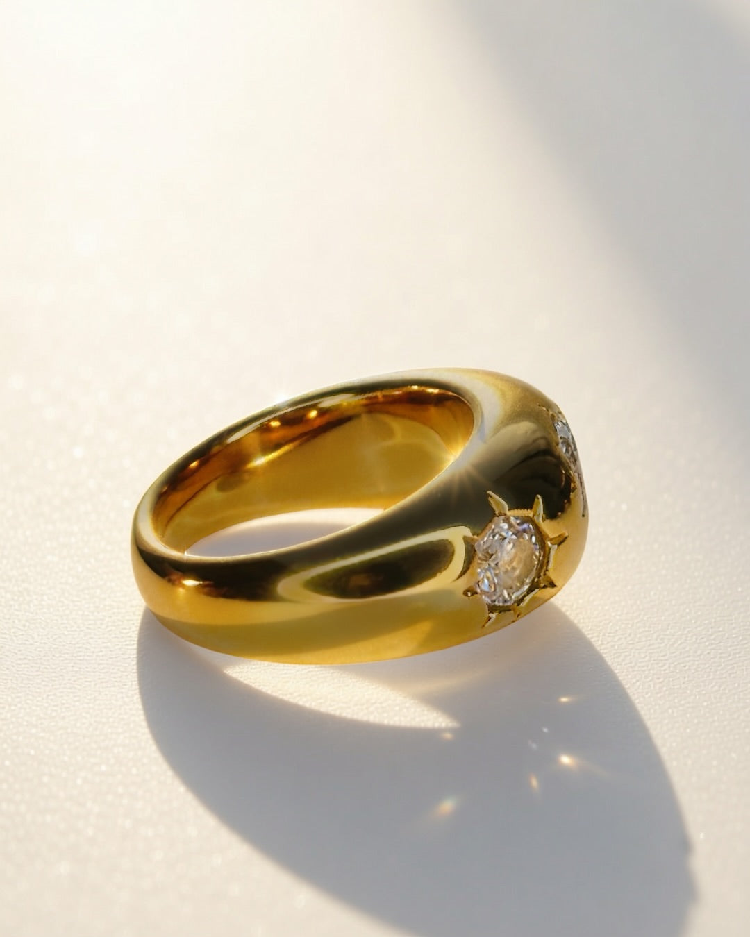 Trinity Dome Ring -18K Gold Plated Stainless Steel (Waterproof, Non-Tarnish)