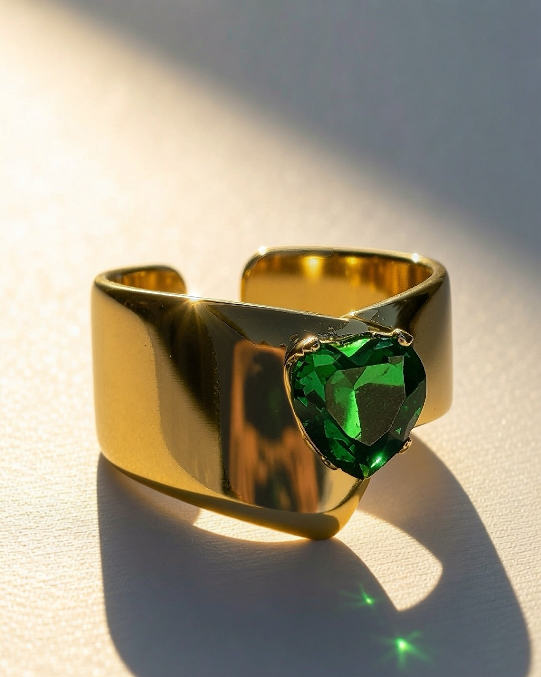 Emerald Seal Cuff Ring -18K Gold Plated Stainless Steel (Waterproof, Non-Tarnish)