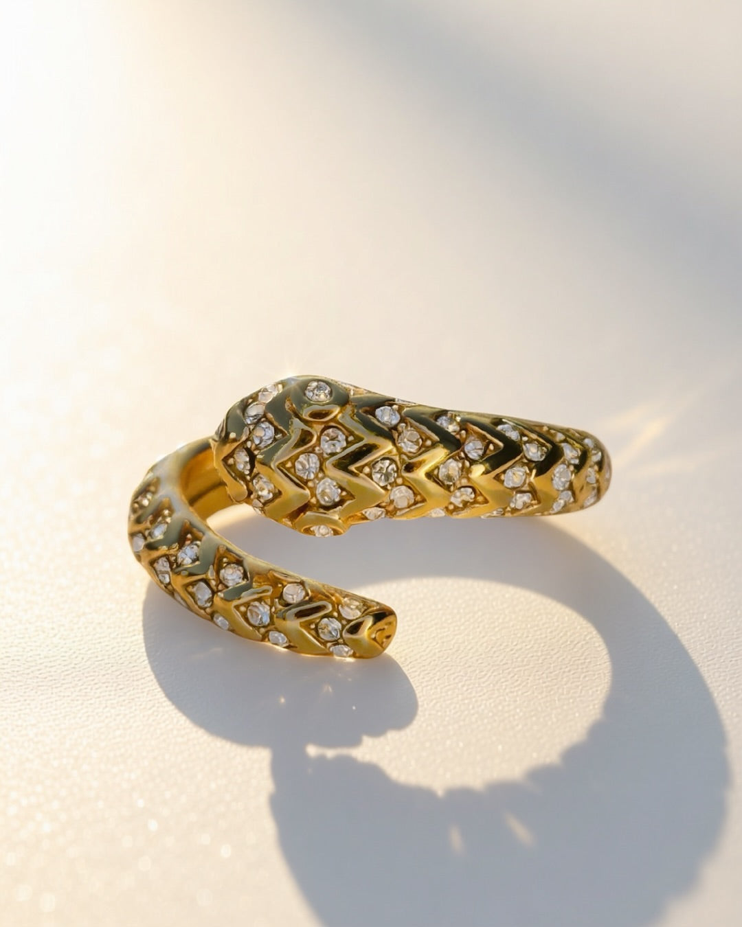 Serpent Noir Ring -18K Gold Plated Stainless Steel (Waterproof, Non-Tarnish)