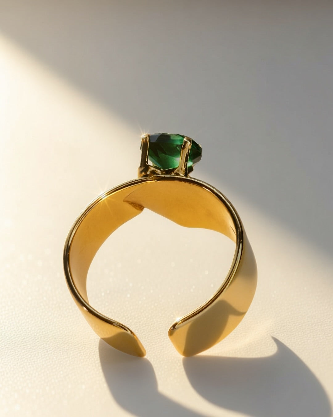 Emerald Seal Cuff Ring -18K Gold Plated Stainless Steel (Waterproof, Non-Tarnish)