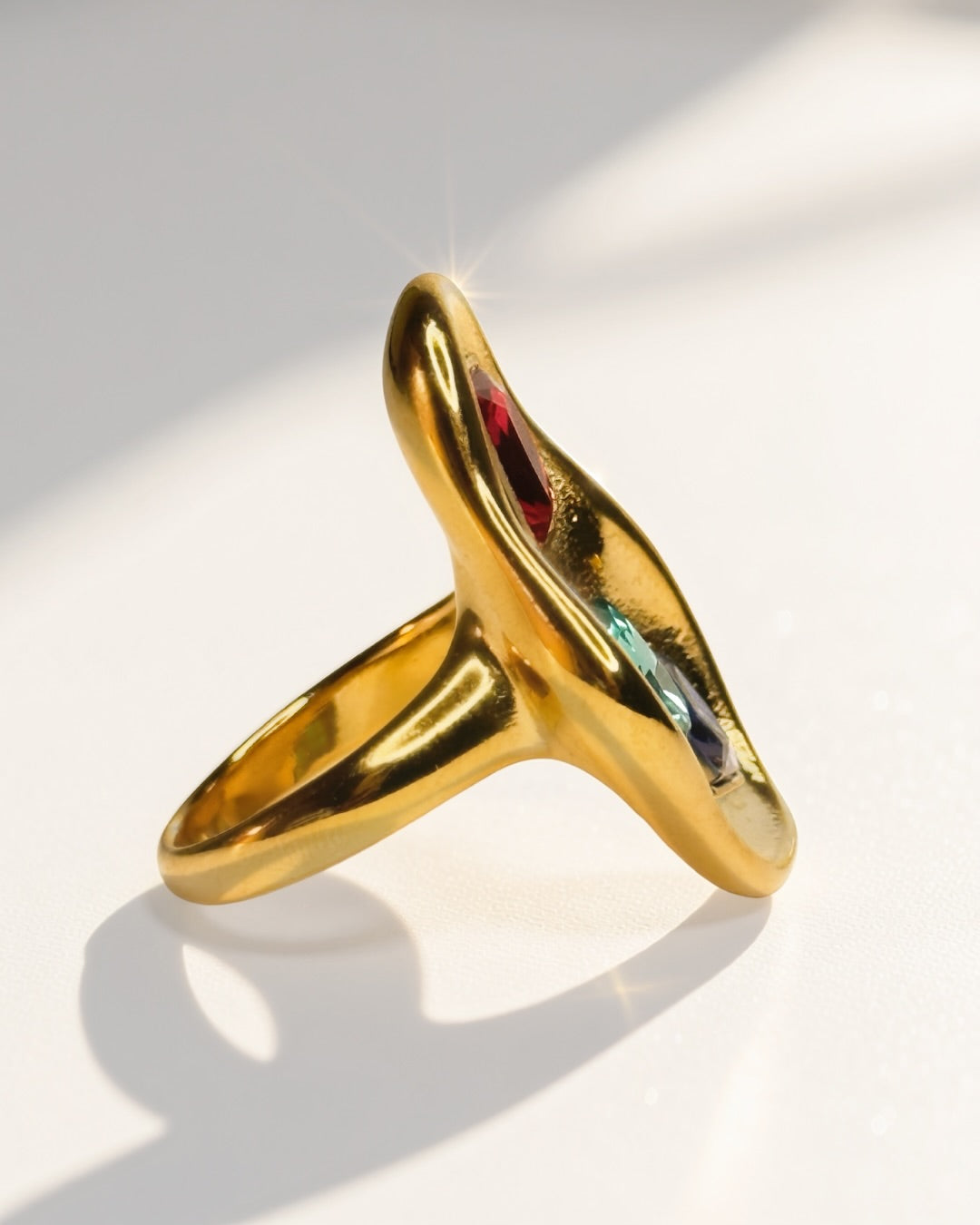 Starlit Trio Ring -18K Gold Plated Stainless Steel (Waterproof, Non-Tarnish)