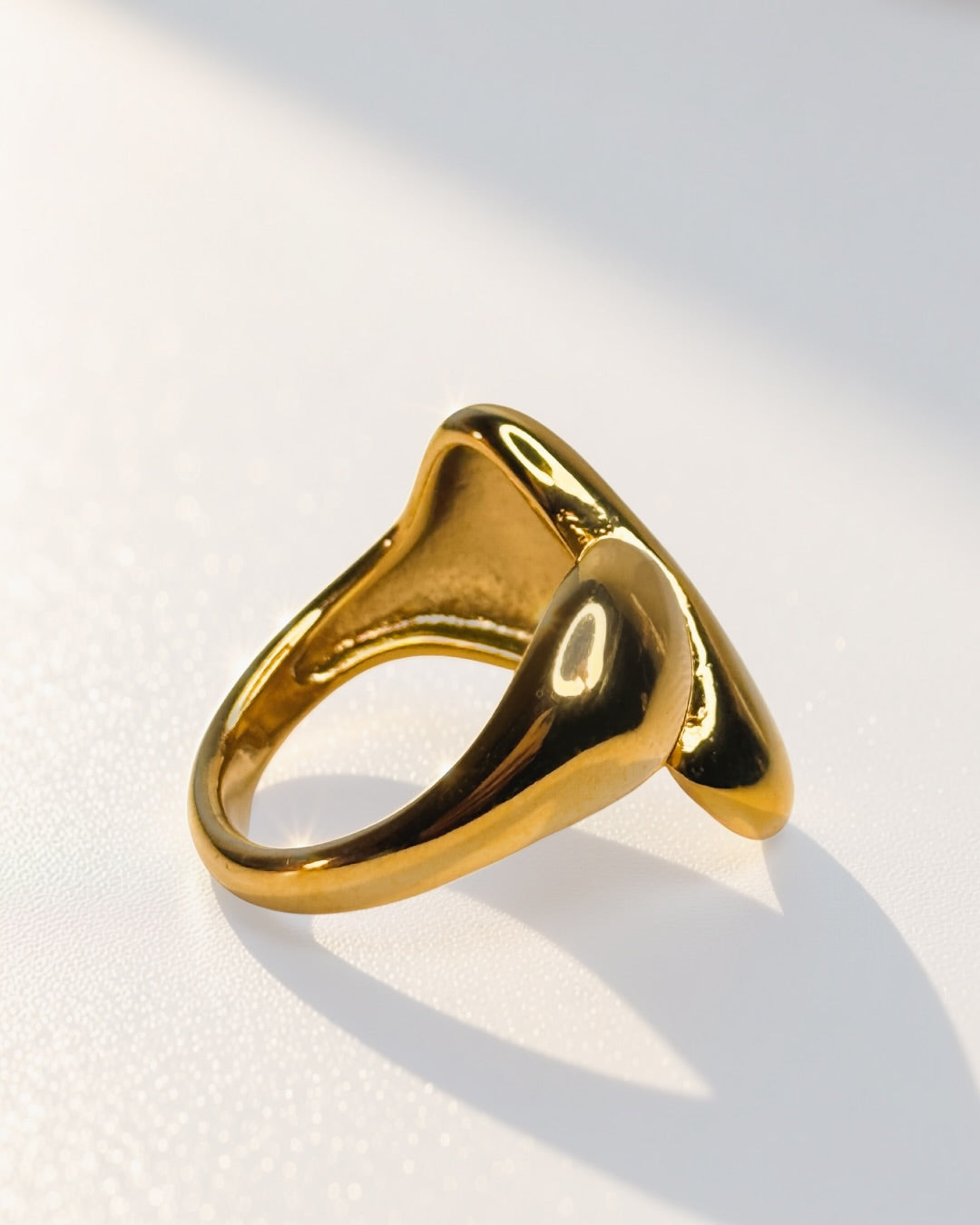 Liquid Loop Cuff Ring -18K Gold Plated Stainless Steel (Waterproof, Non-Tarnish)