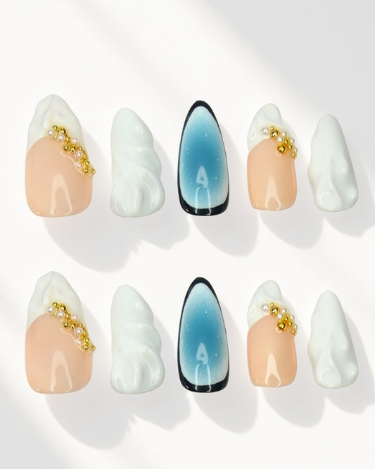 Arctic Pearl Wave | Press-On Nails