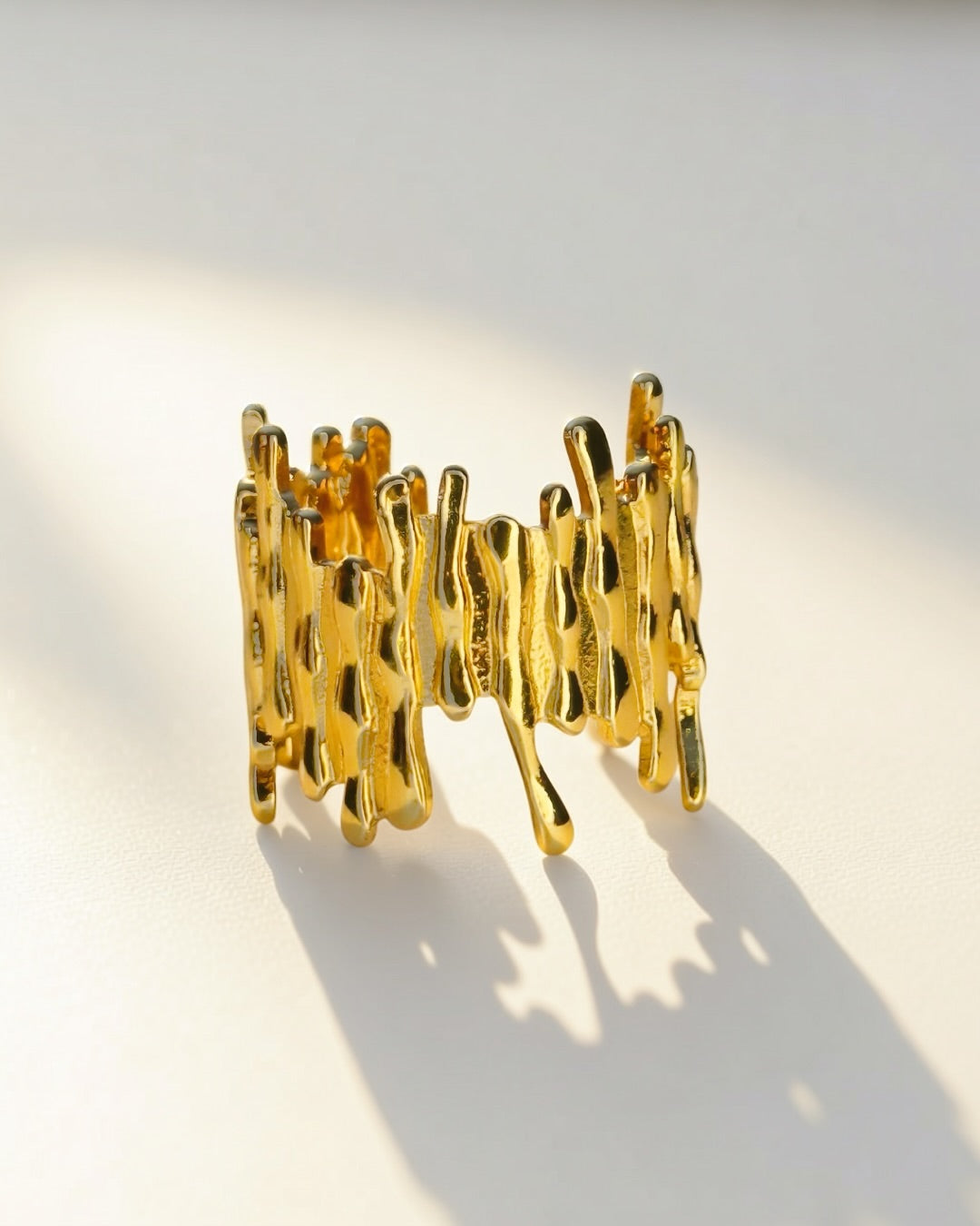 Molten Crown Ring -18K Gold Plated Stainless Steel (Waterproof, Non-Tarnish)