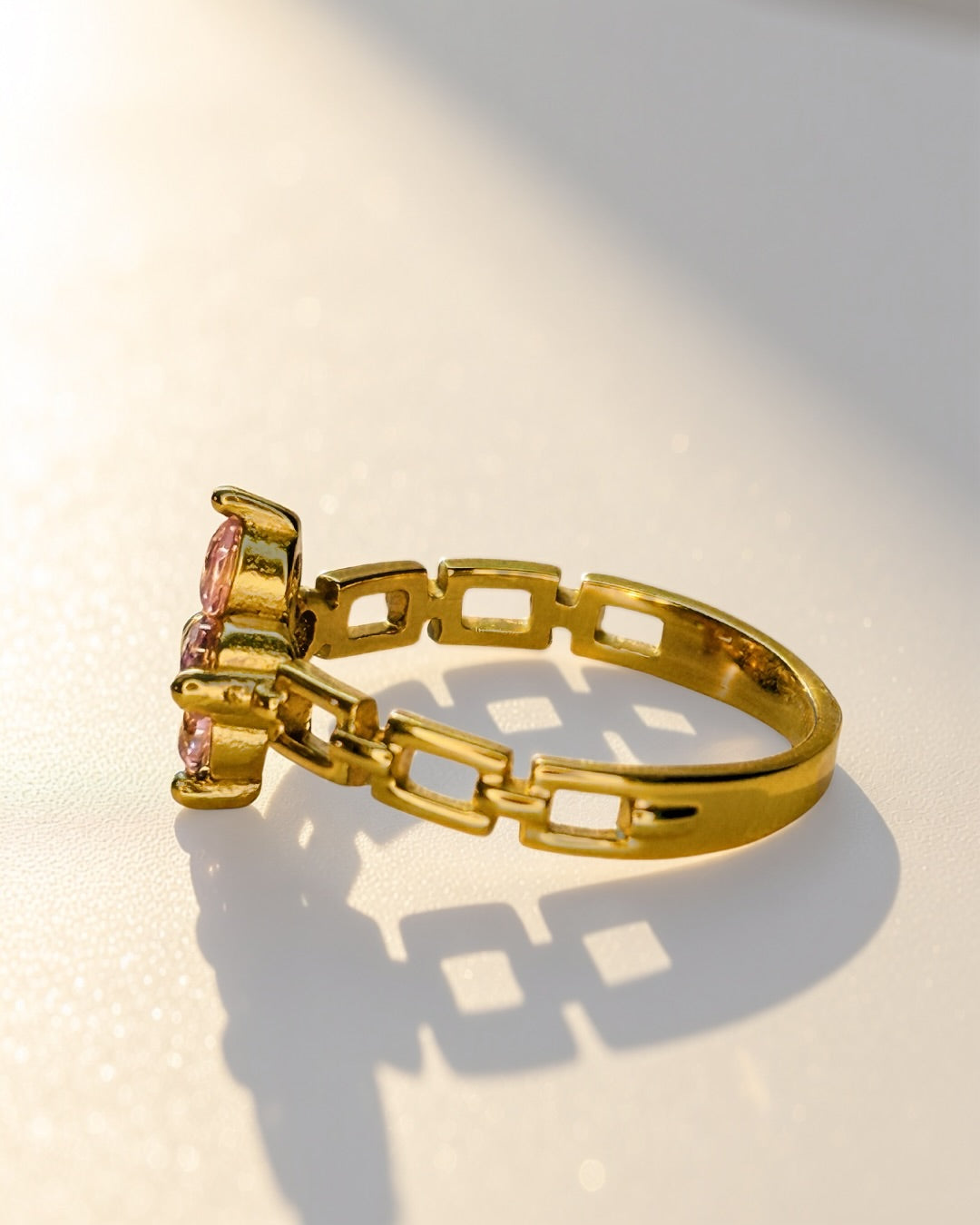 Rose Starlit Blossom Ring -18K Gold Plated Stainless Steel (Waterproof, Non-Tarnish)