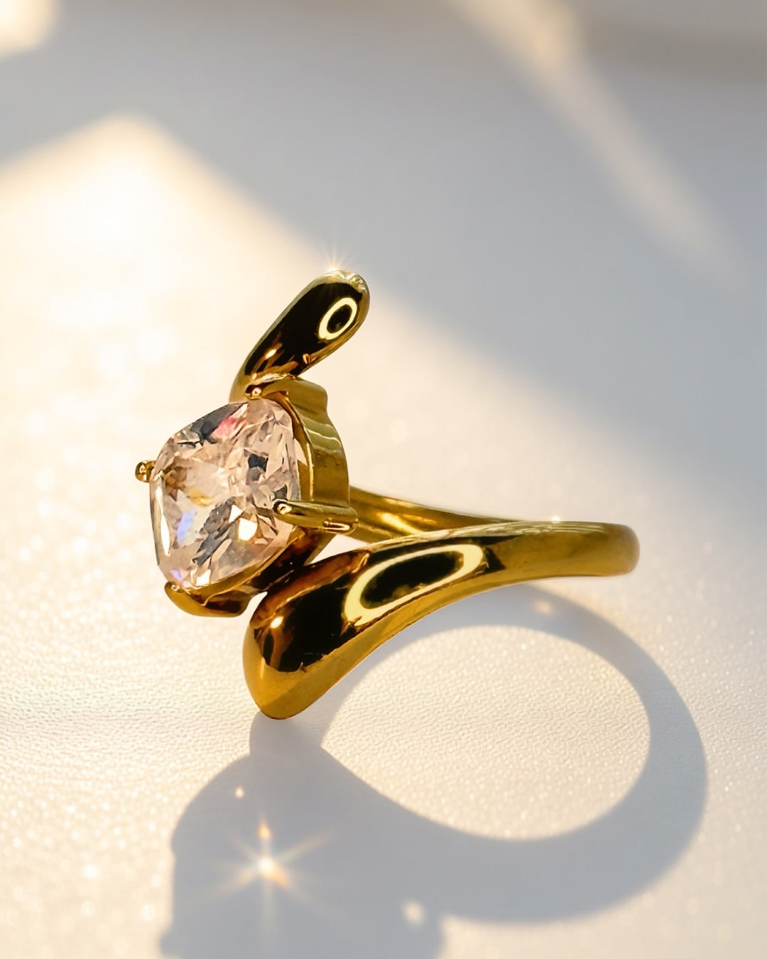 Lunette Wrap Ring -18K Gold Plated Stainless Steel (Waterproof, Non-Tarnish)