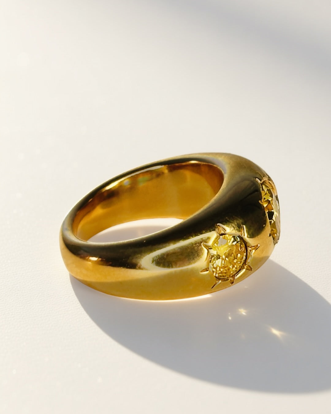 Yellow Trinity Dome Ring -18K Gold Plated Stainless Steel (Waterproof, Non-Tarnish)
