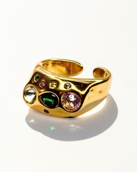 Aurora Mosaic Ring -18K Gold Plated Stainless Steel (Waterproof, Non-Tarnish)
