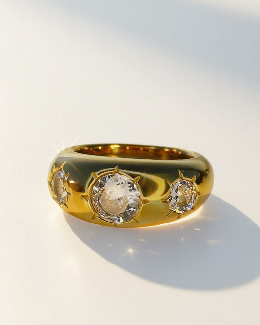 Trinity Dome Ring -18K Gold Plated Stainless Steel (Waterproof, Non-Tarnish)