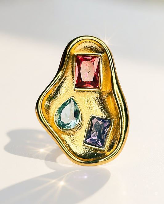 Starlit Trio Ring -18K Gold Plated Stainless Steel (Waterproof, Non-Tarnish)