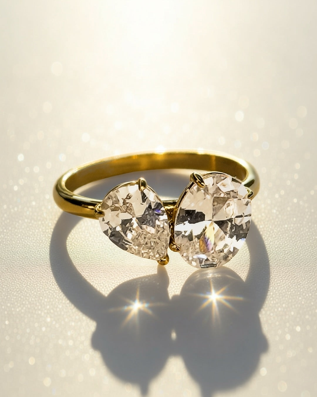 Twin Radiance Ring -18K Gold Plated Stainless Steel (Waterproof, Non-Tarnish)