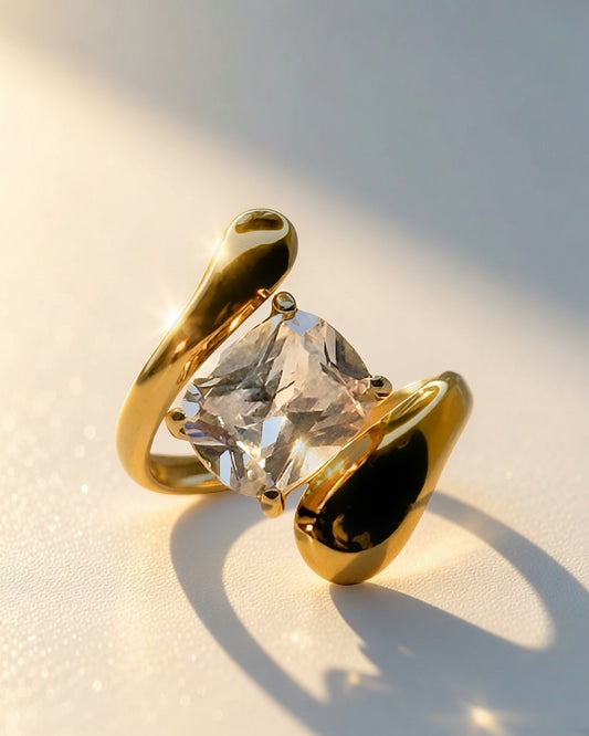 Lunette Wrap Ring -18K Gold Plated Stainless Steel (Waterproof, Non-Tarnish)