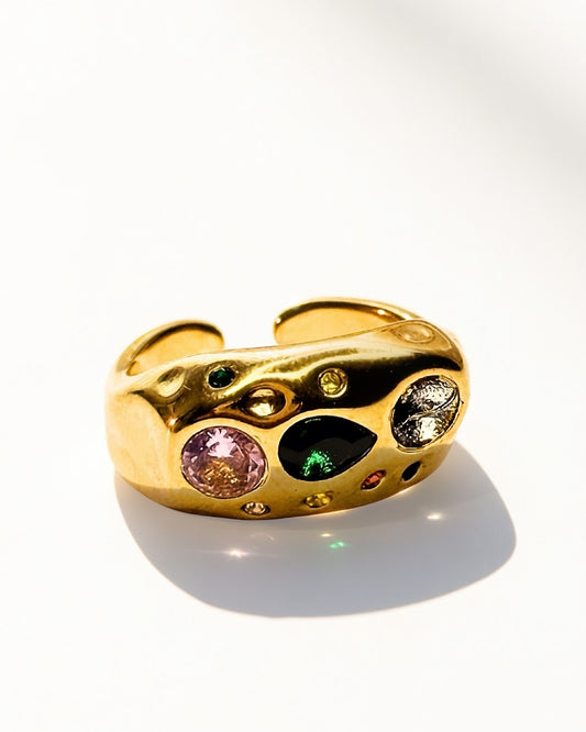 Aurora Mosaic Ring -18K Gold Plated Stainless Steel (Waterproof, Non-Tarnish)