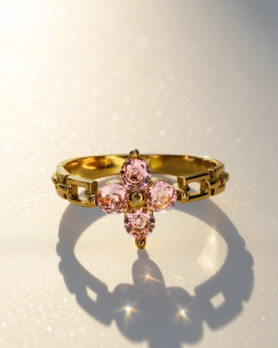 Rose Starlit Blossom Ring -18K Gold Plated Stainless Steel (Waterproof, Non-Tarnish)