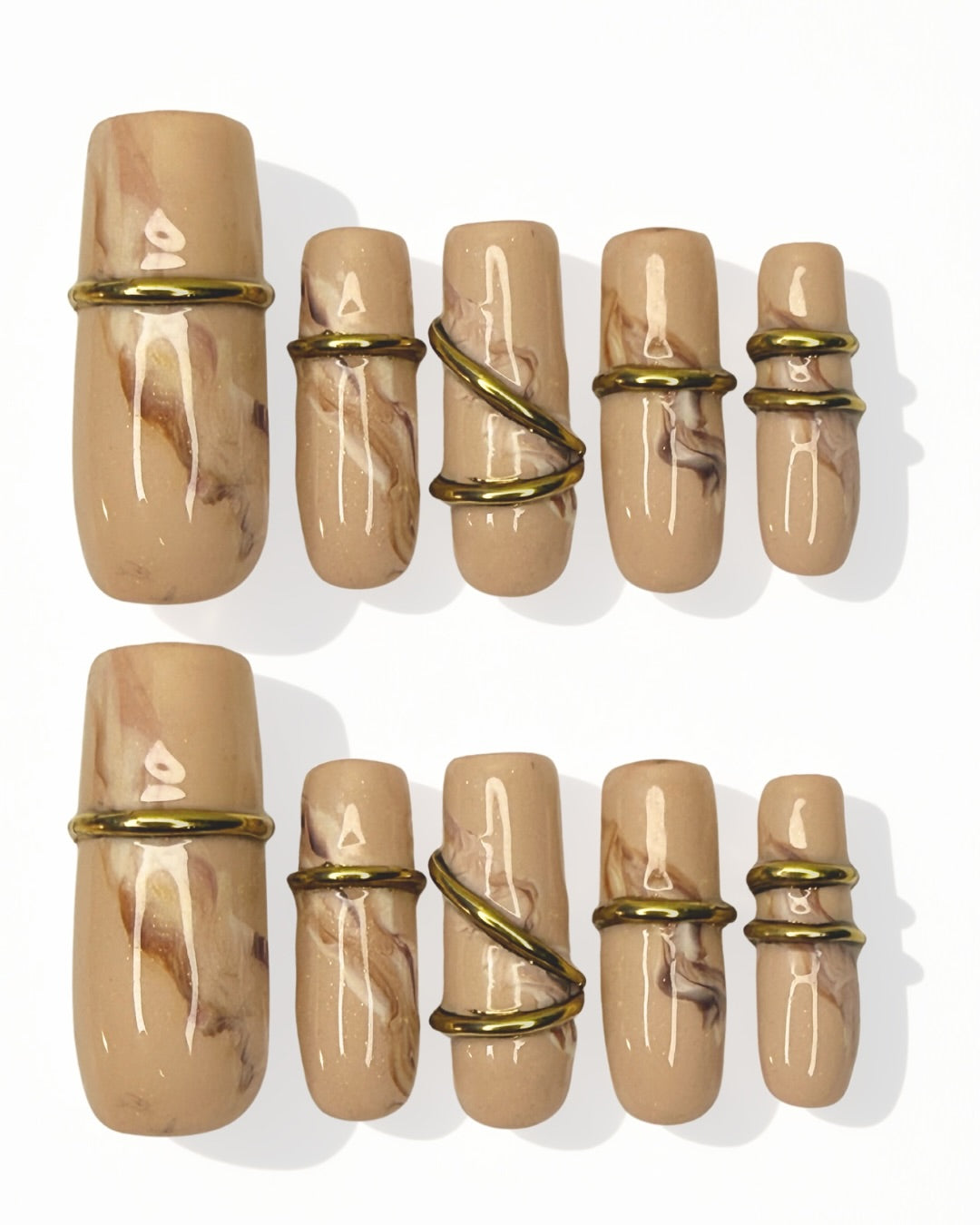Marble Gold Rings | Press-On Nails