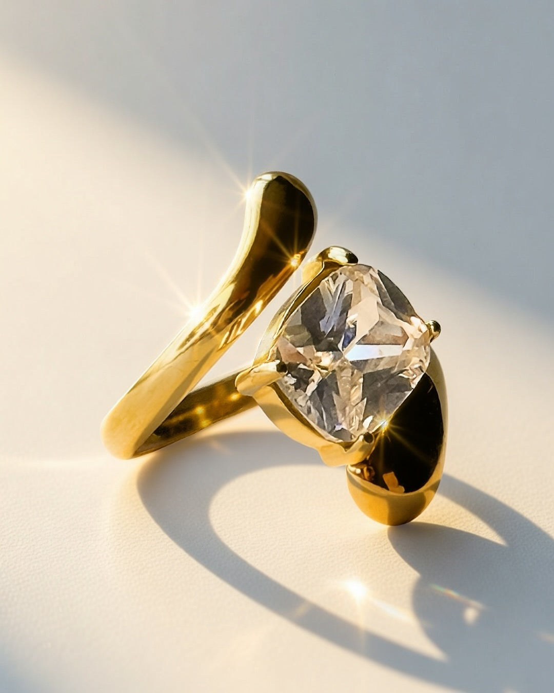 Lunette Wrap Ring -18K Gold Plated Stainless Steel (Waterproof, Non-Tarnish)