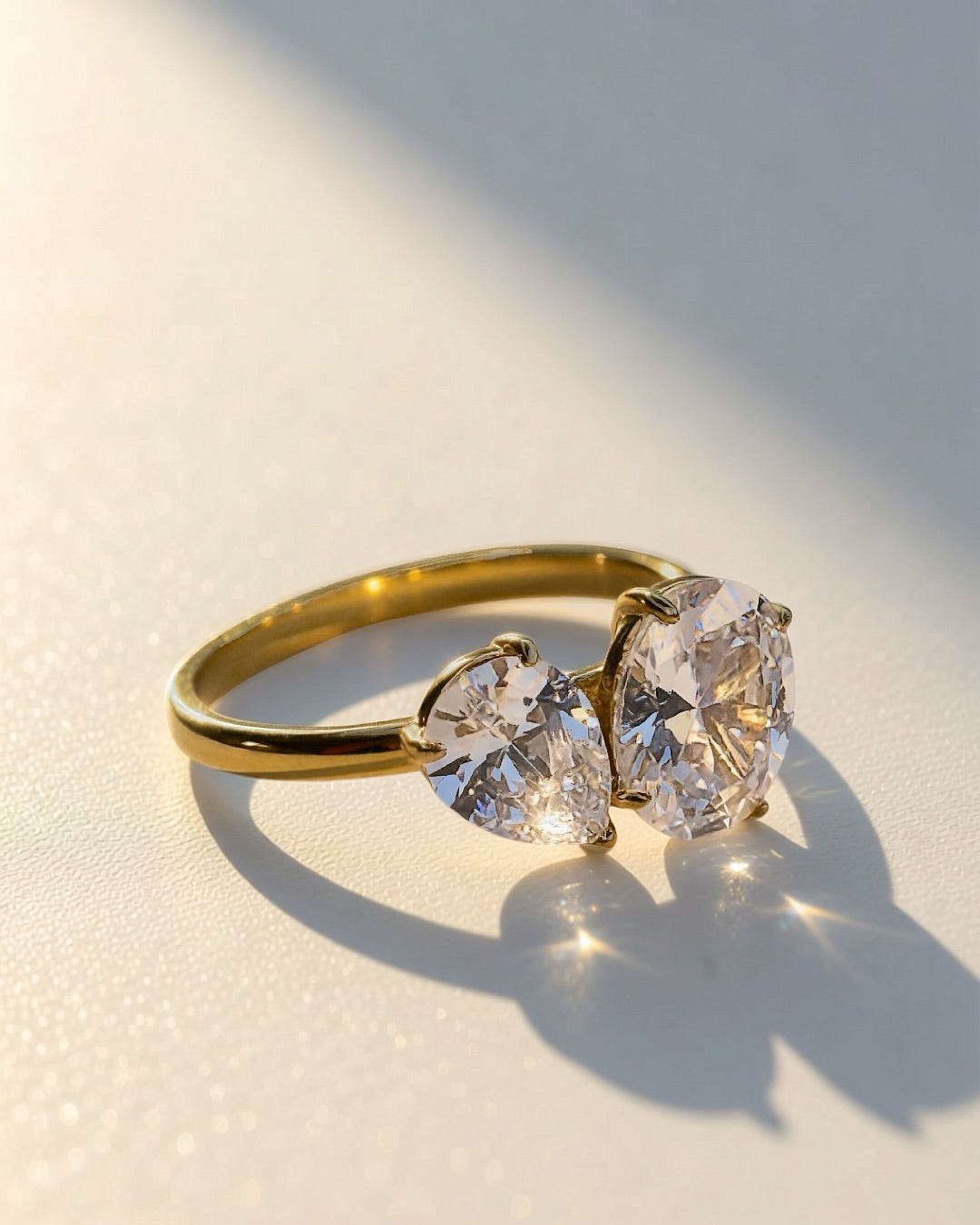 Twin Radiance Ring -18K Gold Plated Stainless Steel (Waterproof, Non-Tarnish)