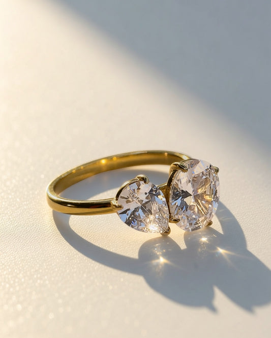 Twin Radiance Ring -18K Gold Plated Stainless Steel (Waterproof, Non-Tarnish)