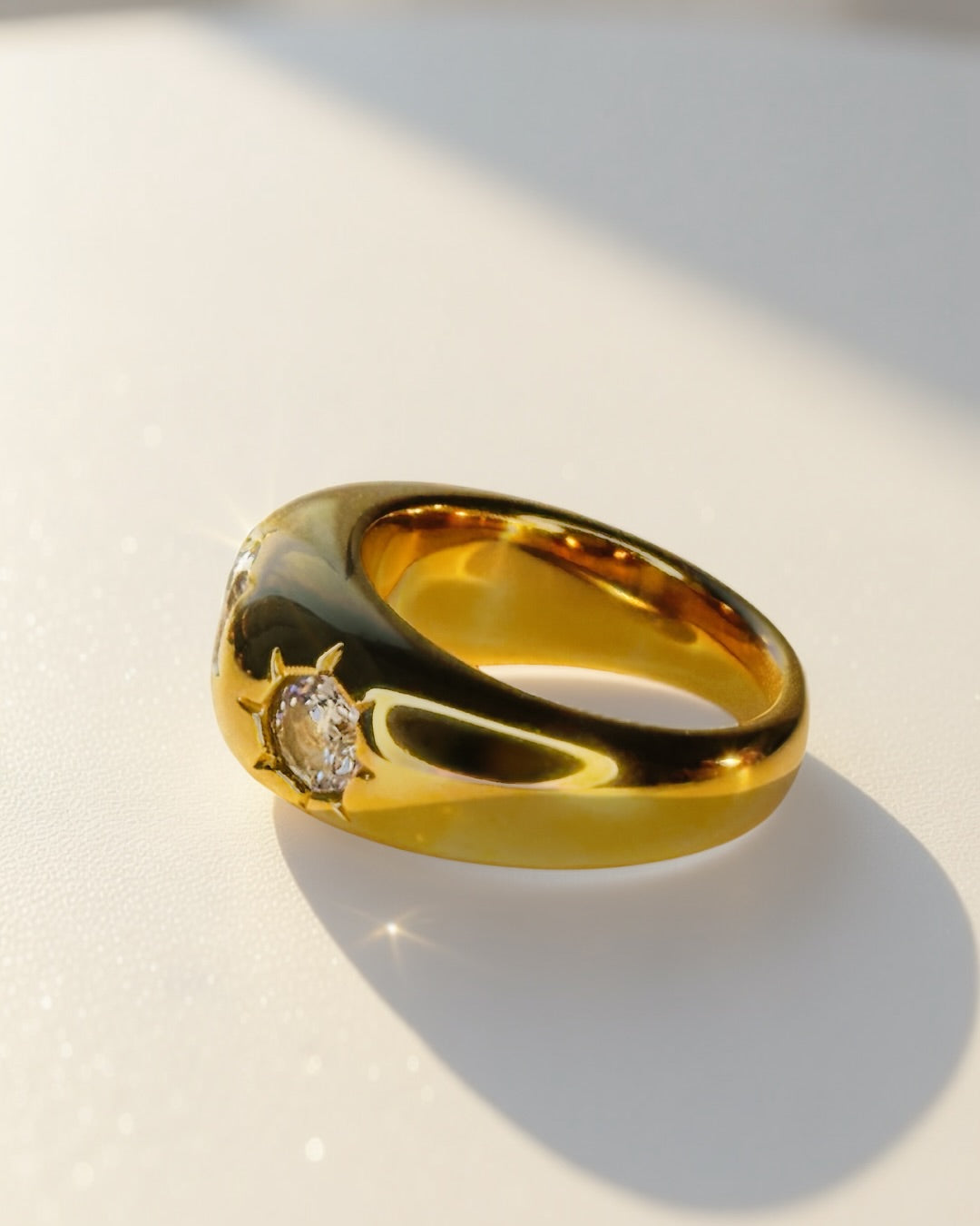 Trinity Dome Ring -18K Gold Plated Stainless Steel (Waterproof, Non-Tarnish)