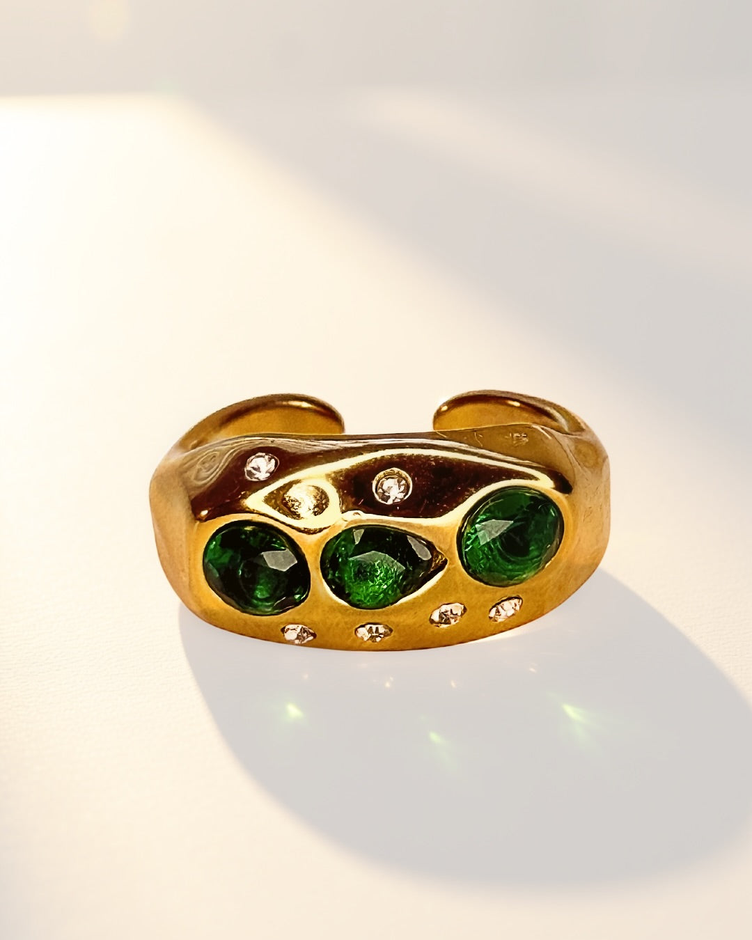 Verdant Crest Cuff -18K Gold Plated Stainless Steel (Waterproof, Non-Tarnish)